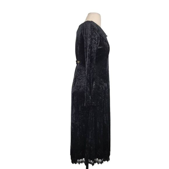 Vtg R-Wear Rampage Black Crushed Velvet Dress Sz M Gothic Dark Romantic Vampire - Picture 2 of 8